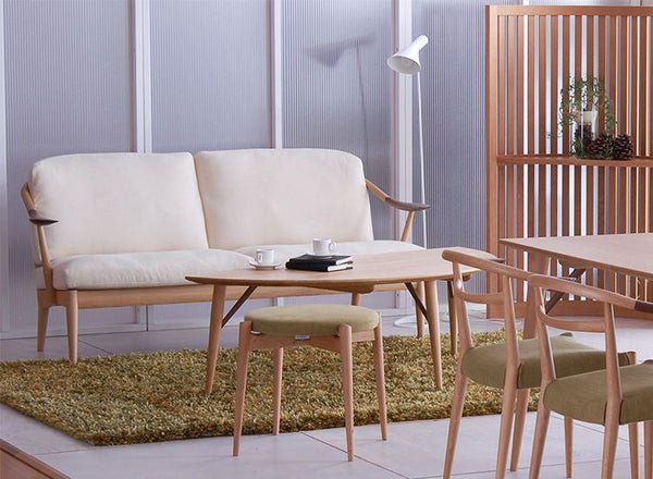 White Wood Sofa 3-Seater